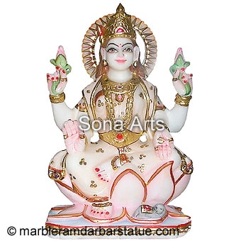 Lakshmi Statue in White Marble