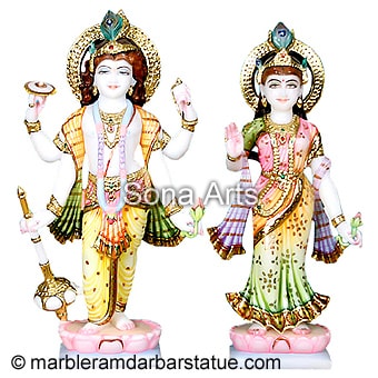 Makrana Marble Laxmi Narayan Statue