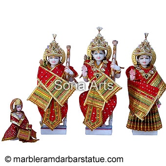 Beautiful Marble Ram Parivar Statue