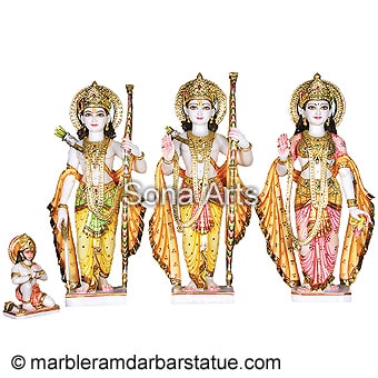 White Ram Parivar Statue with Painting work