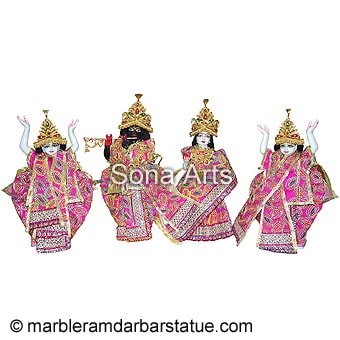 Marble Radha Krishna with Gaura Nitai Moortis
