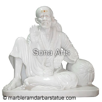 White Blessing Dwarka Mai Marble Statue