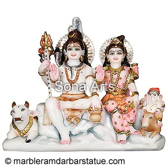 Lord Shiva Parivar Marble Statue