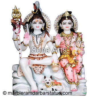 White Marble Shiva Parvati Statue