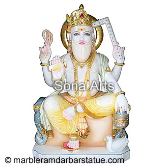 Makarana Marble Vishwakarma Statue